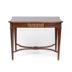 19th Century Plum Pudding & Gilt Centre Side Table Greek Key Louis XVI Revival