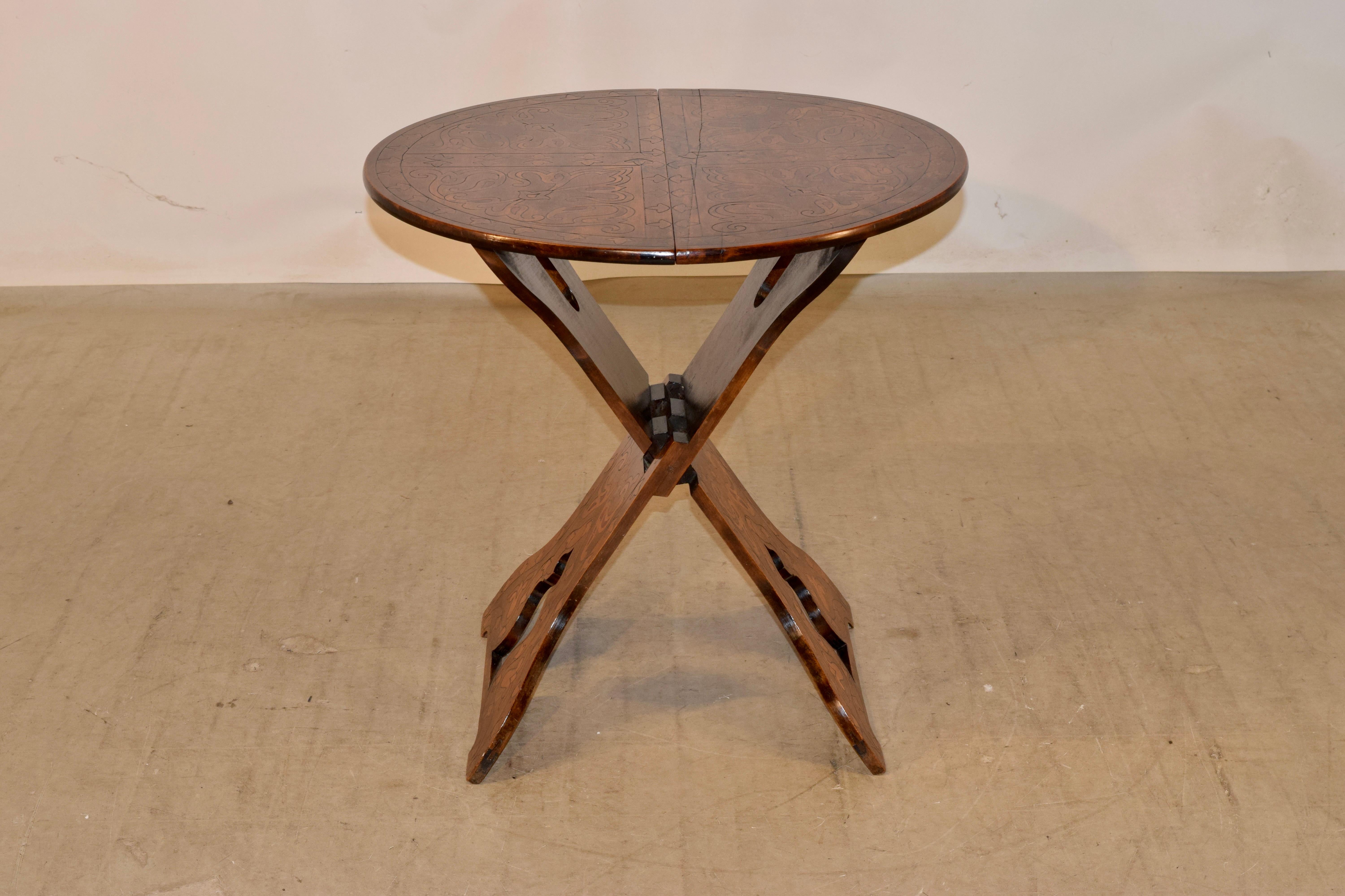 Victorian 19th Century Pokerwork Carriage Table