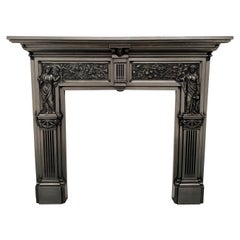 19th Century Polished Cast-Iron Fireplace Mantelpiece