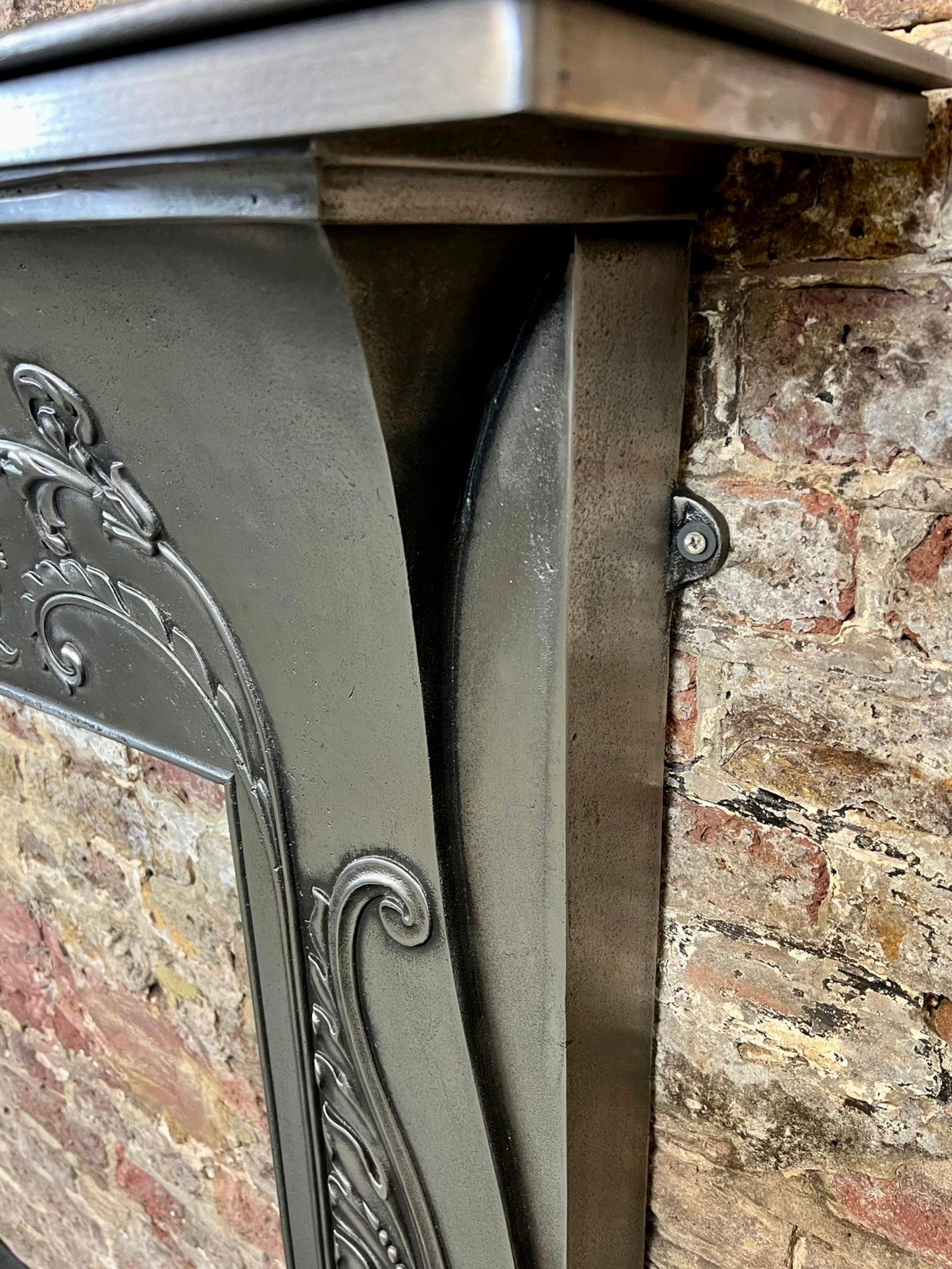 19th Century Polished Cast Iron Fireplace Mantlepiece For Sale 5