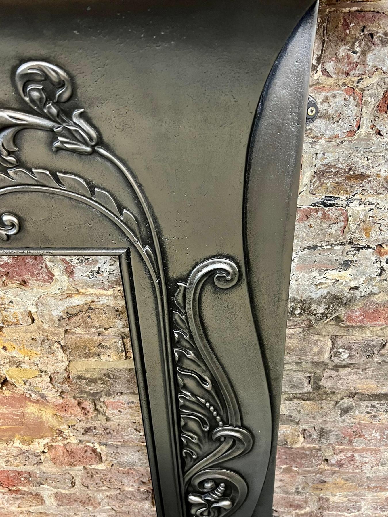 19th Century Polished Cast Iron Fireplace Mantlepiece For Sale 7