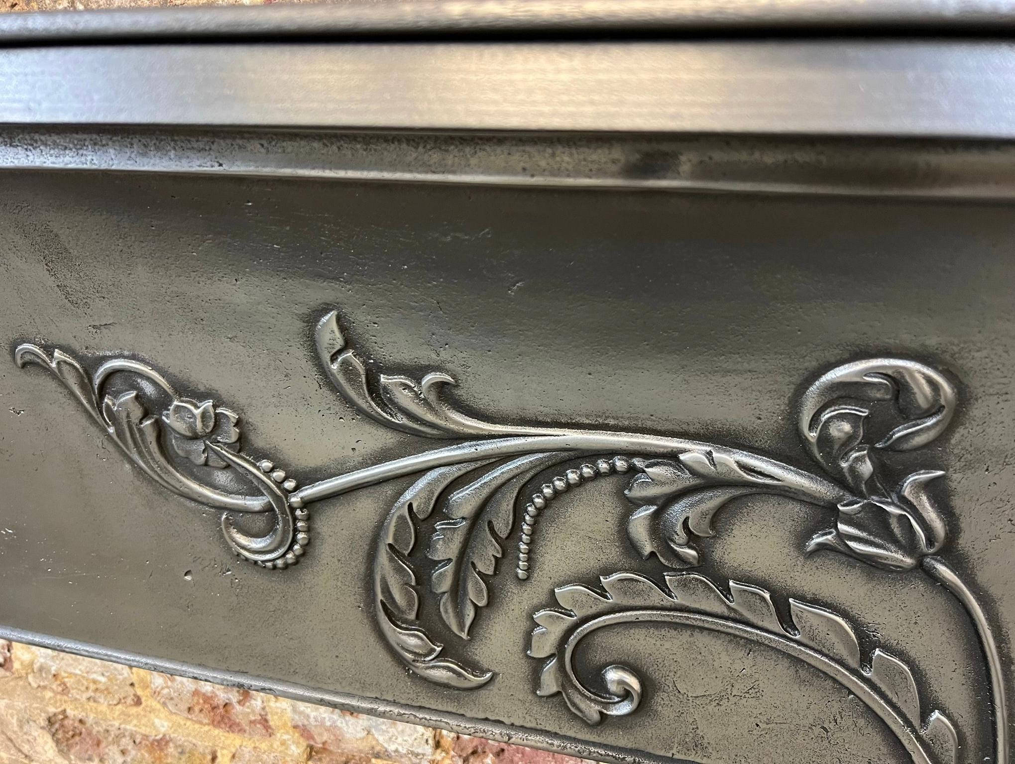 19th Century Polished Cast Iron Fireplace Mantlepiece For Sale 8