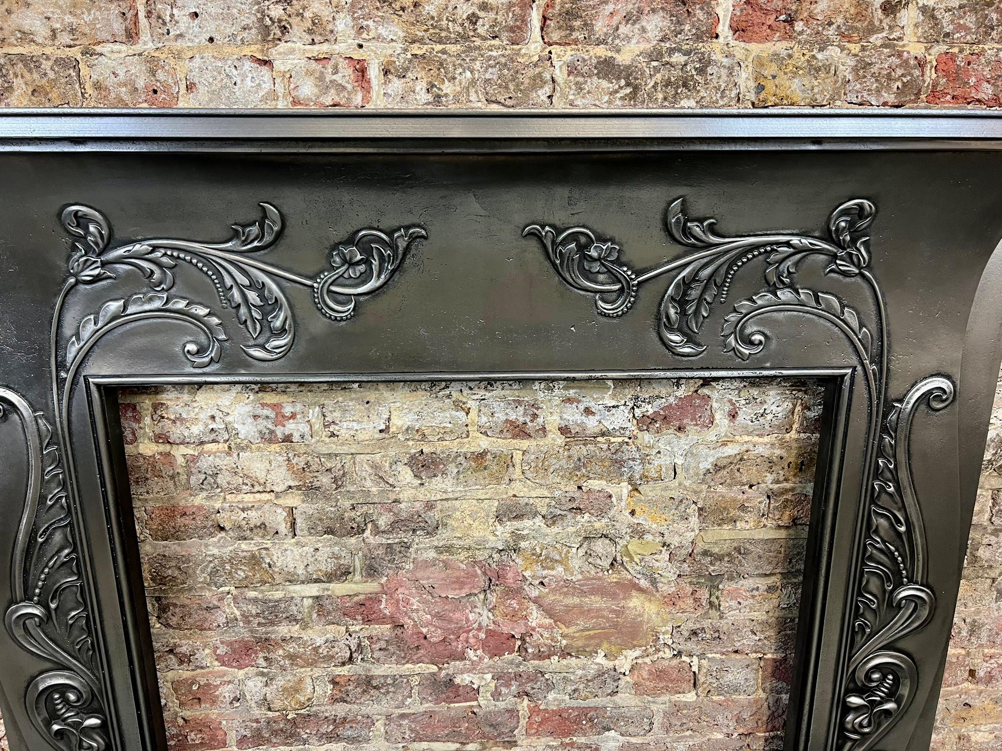 19th Century Polished Cast Iron Fireplace Mantlepiece For Sale 12