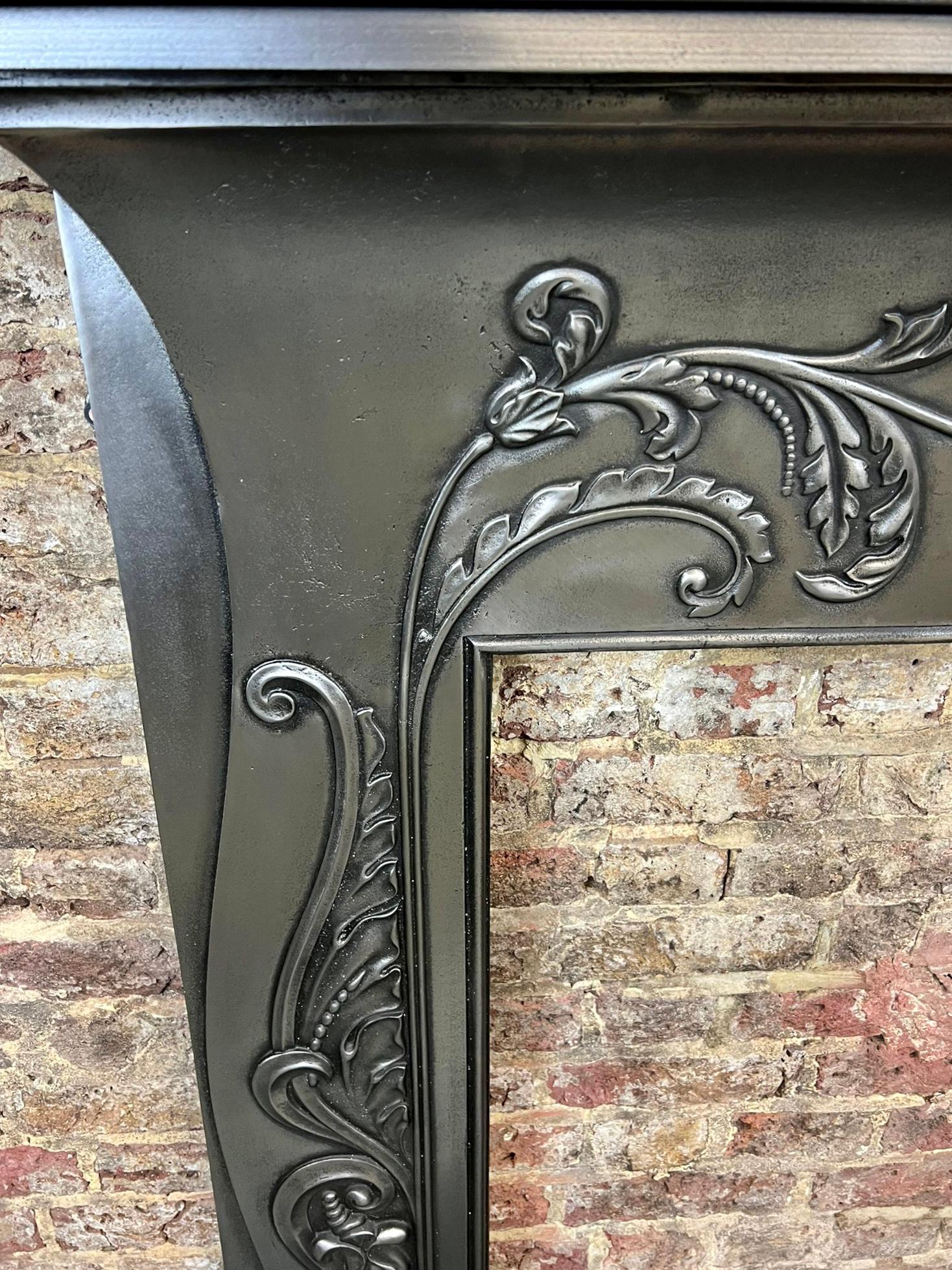 19th Century Polished Cast Iron Fireplace Mantlepiece For Sale 2