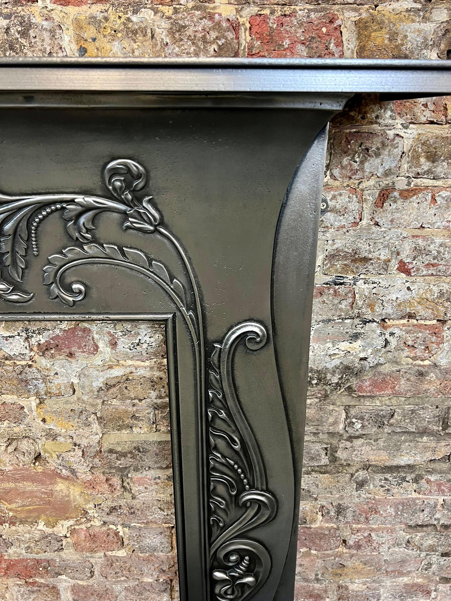 19th Century Polished Cast Iron Fireplace Mantlepiece For Sale 3
