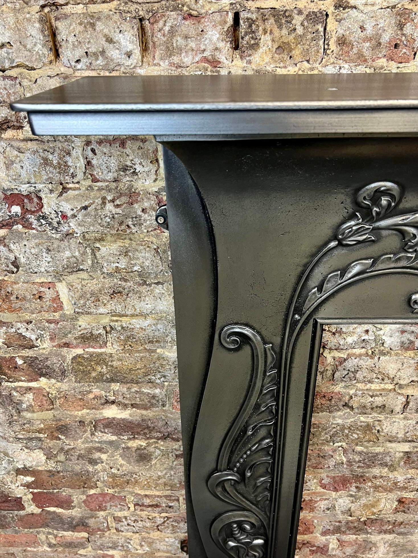 19th Century Polished Cast Iron Fireplace Mantlepiece For Sale 4