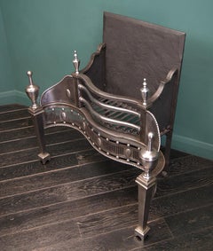 19th Century Polished Steel Dog Grate