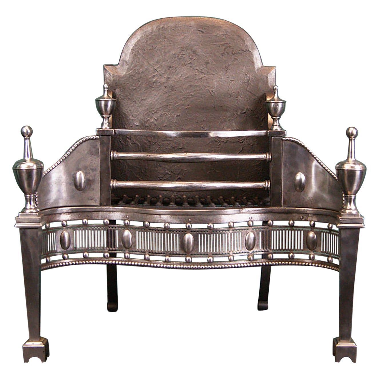 19th Century Polished Steel Dog Grate