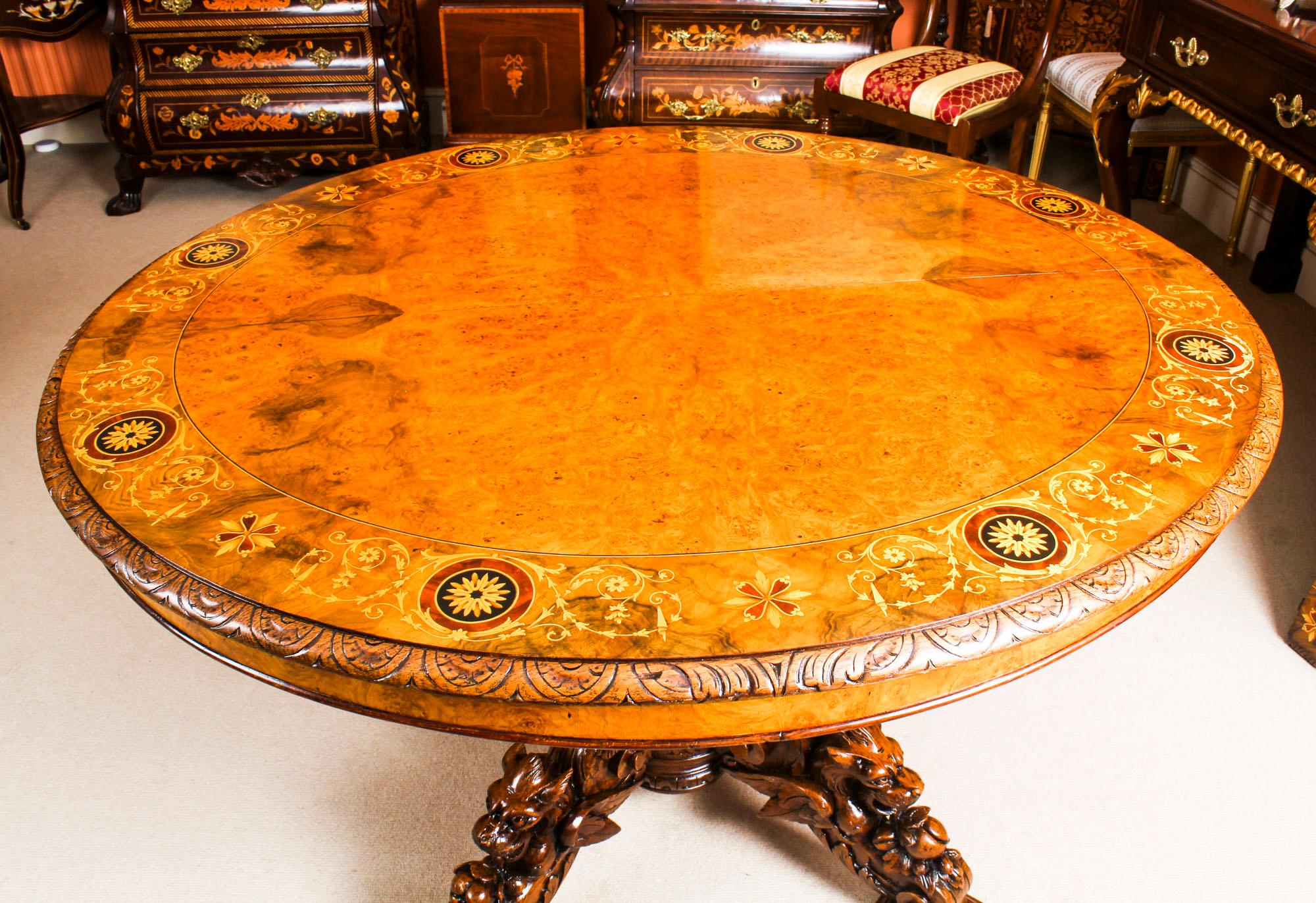 19th Century Pollard Oak and Marquetry Oval Victorian Dining Table 7