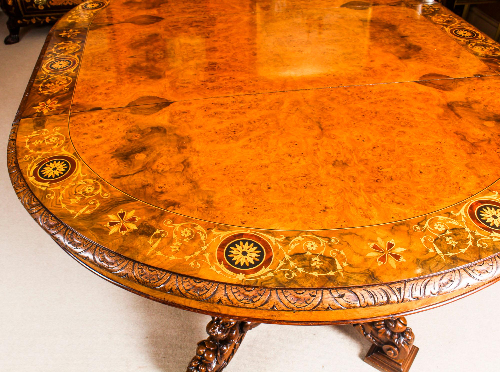 19th Century Pollard Oak and Marquetry Oval Victorian Dining Table In Excellent Condition In London, GB
