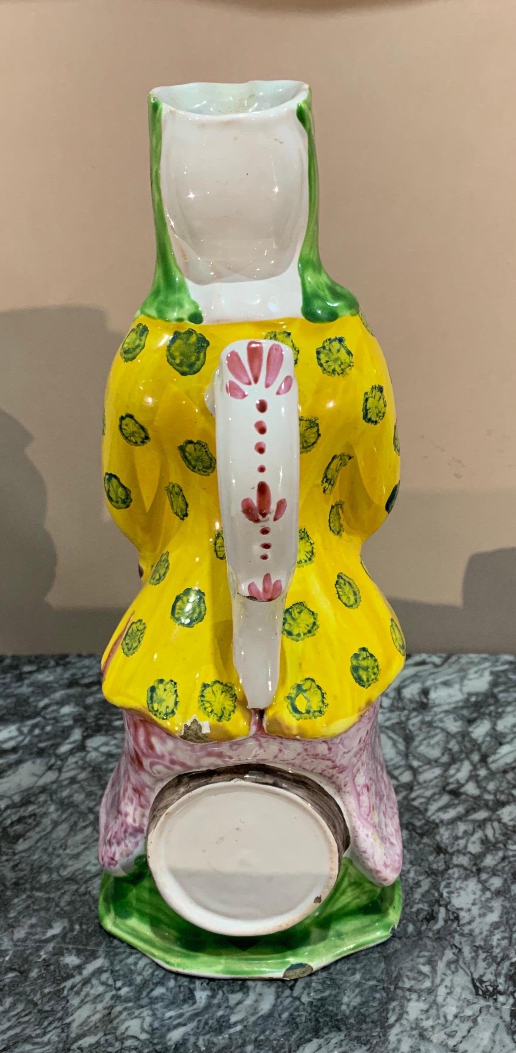 Earthenware 19th Century Polychrome French Faience Wine Decanter For Sale