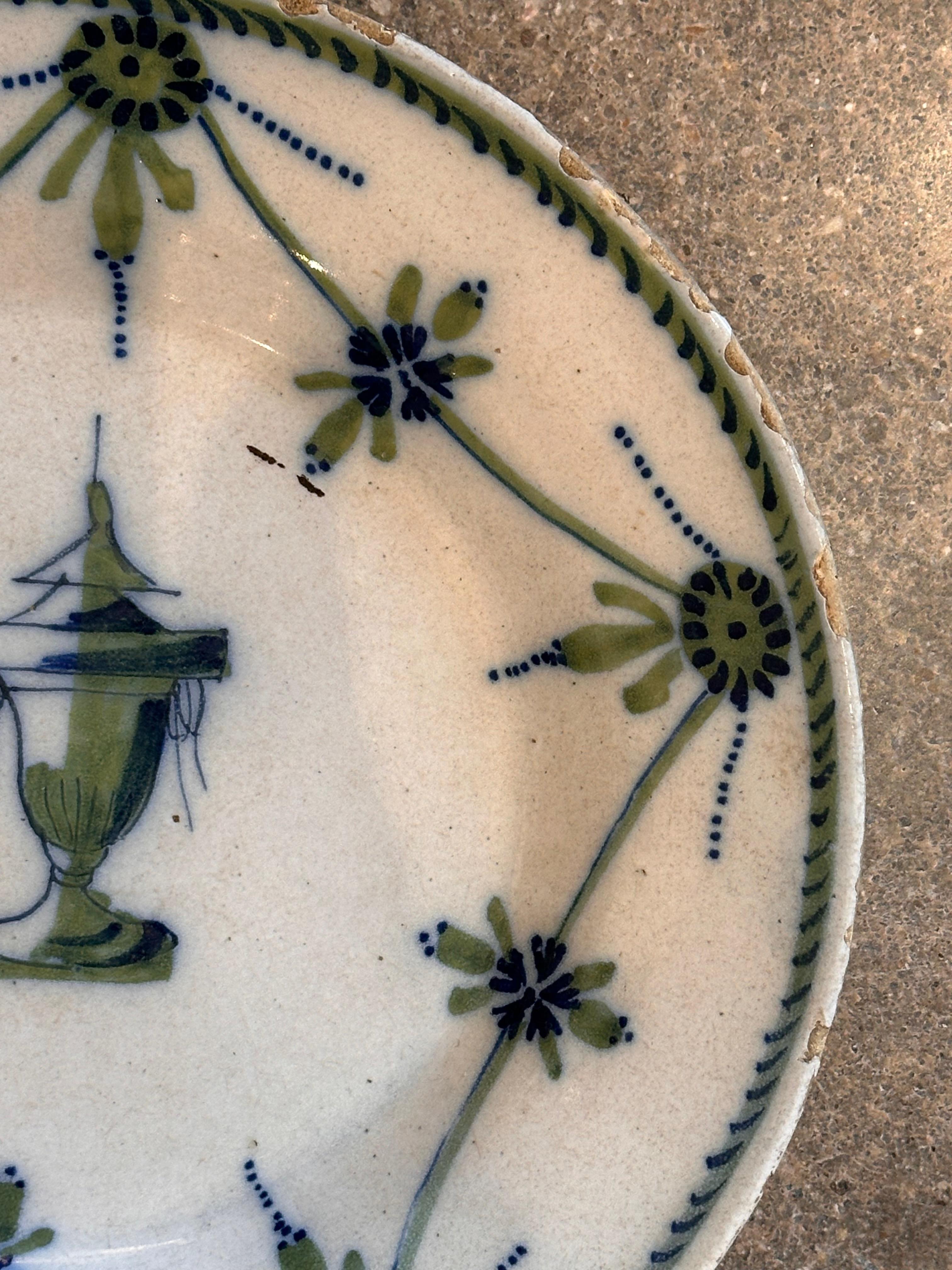 19th Century Polychrome Plate In Good Condition For Sale In Charlottesville, VA