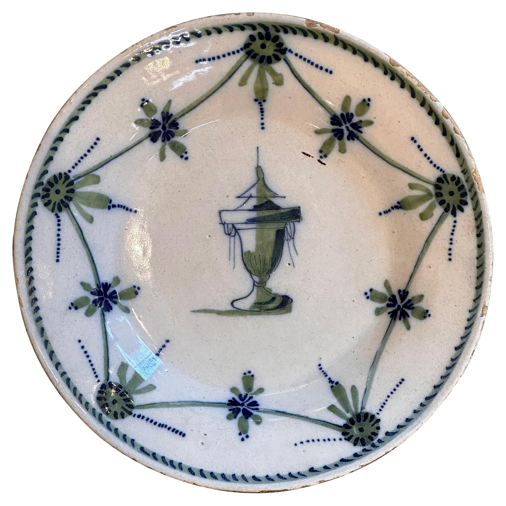 19th Century Polychrome Plate For Sale