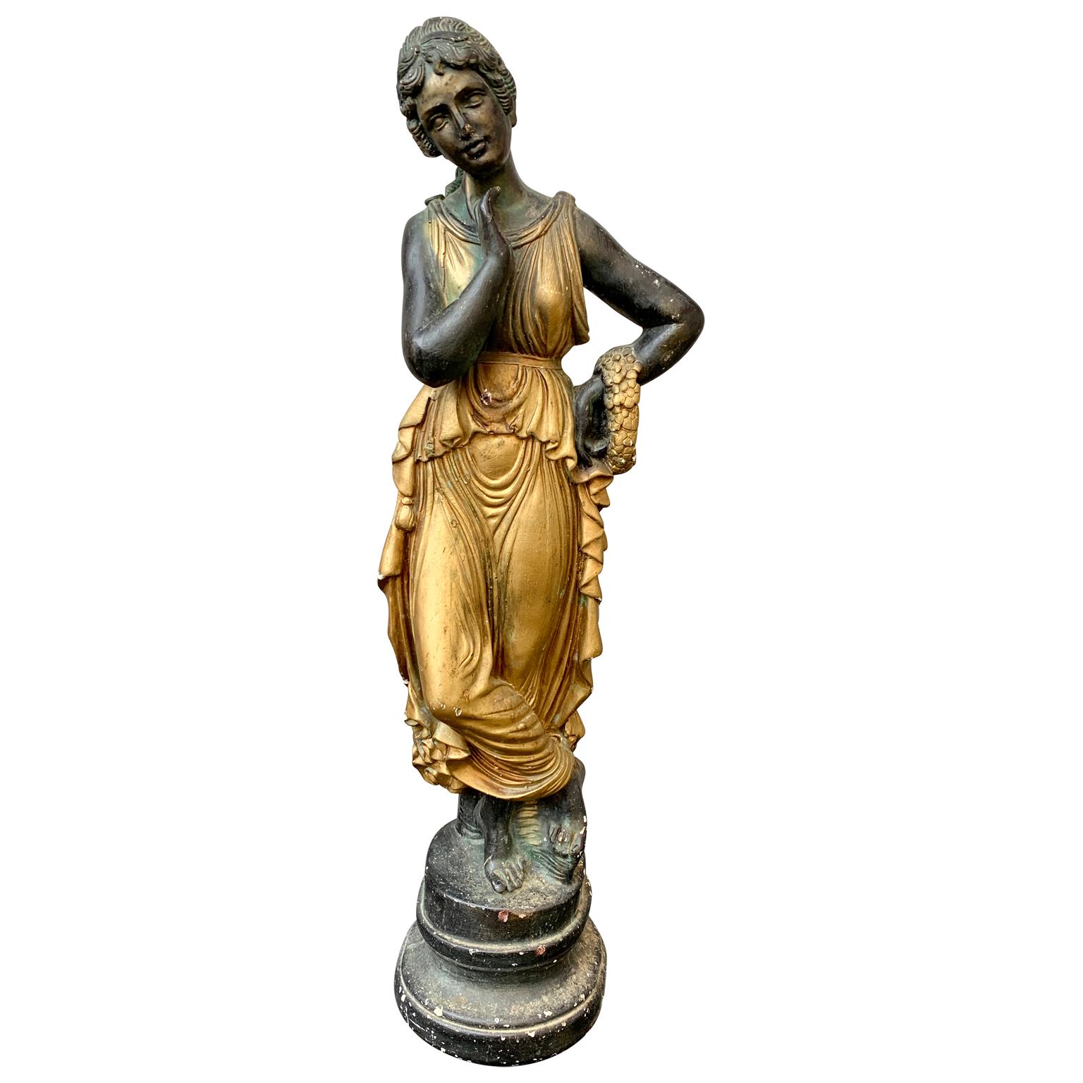 Polychrome Skulptur einer römischen Frau aus dem 19. Jahrhundert (Neoklassisch) im Angebot