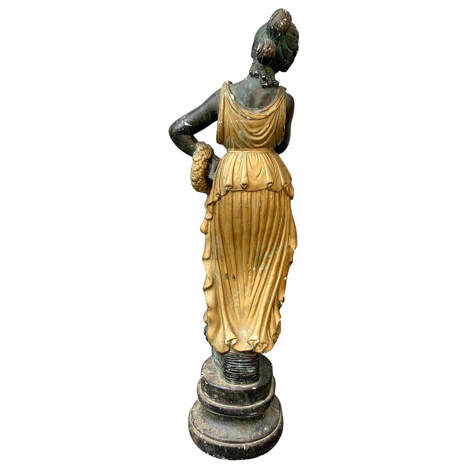 Italian 19th Century Polychrome Sculpture of a Roman Woman For Sale