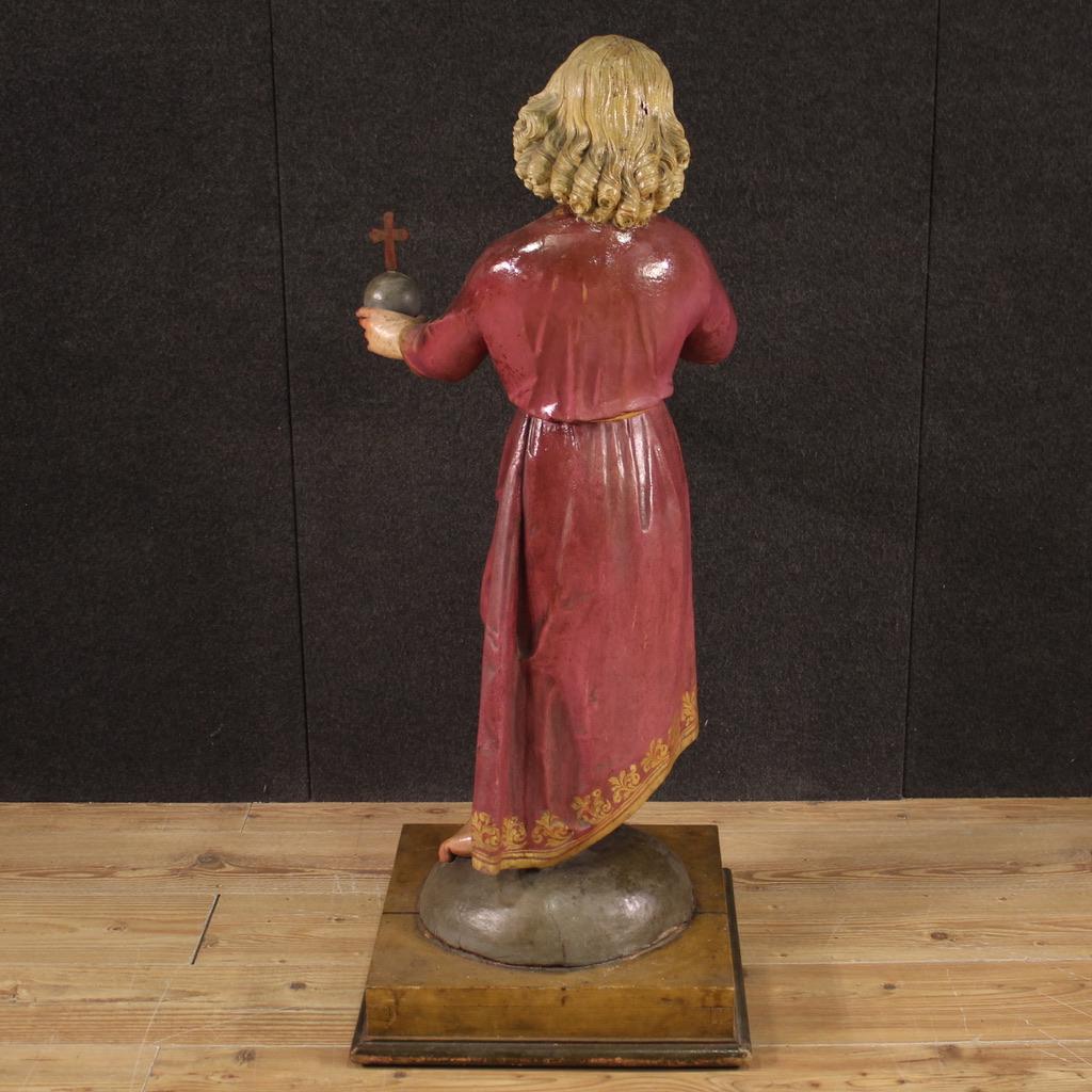 19th Century Polychrome Wood Italian Antique Religious Sculpture Jesus, 1880 7