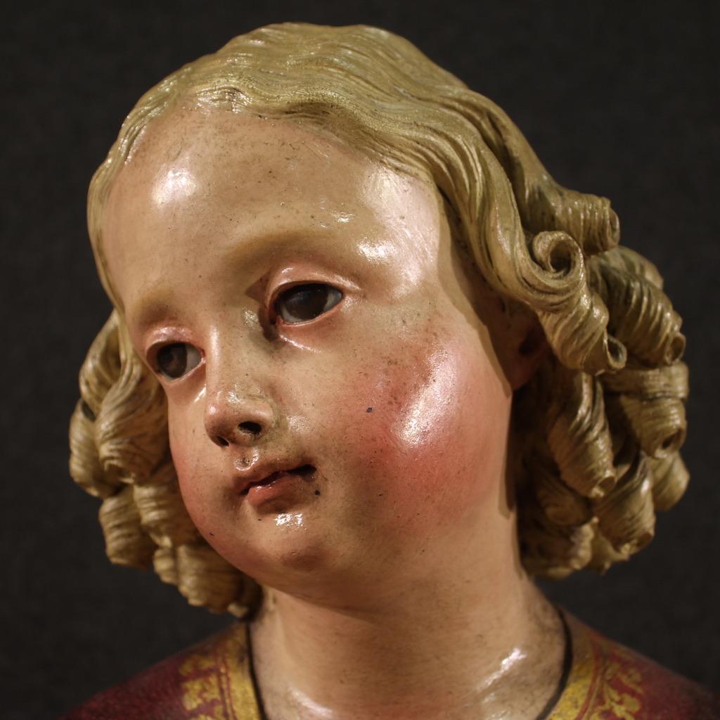19th Century Polychrome Wood Italian Antique Religious Sculpture Jesus, 1880 8