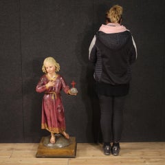 19th Century Polychrome Wood Italian Antique Religious Sculpture Jesus, 1880