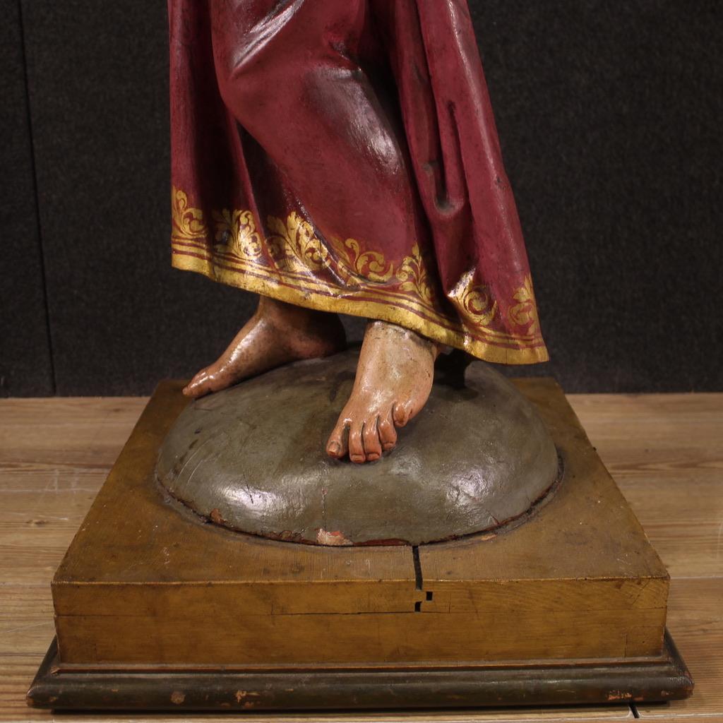 Late 19th Century 19th Century Polychrome Wood Italian Antique Religious Sculpture Jesus, 1880