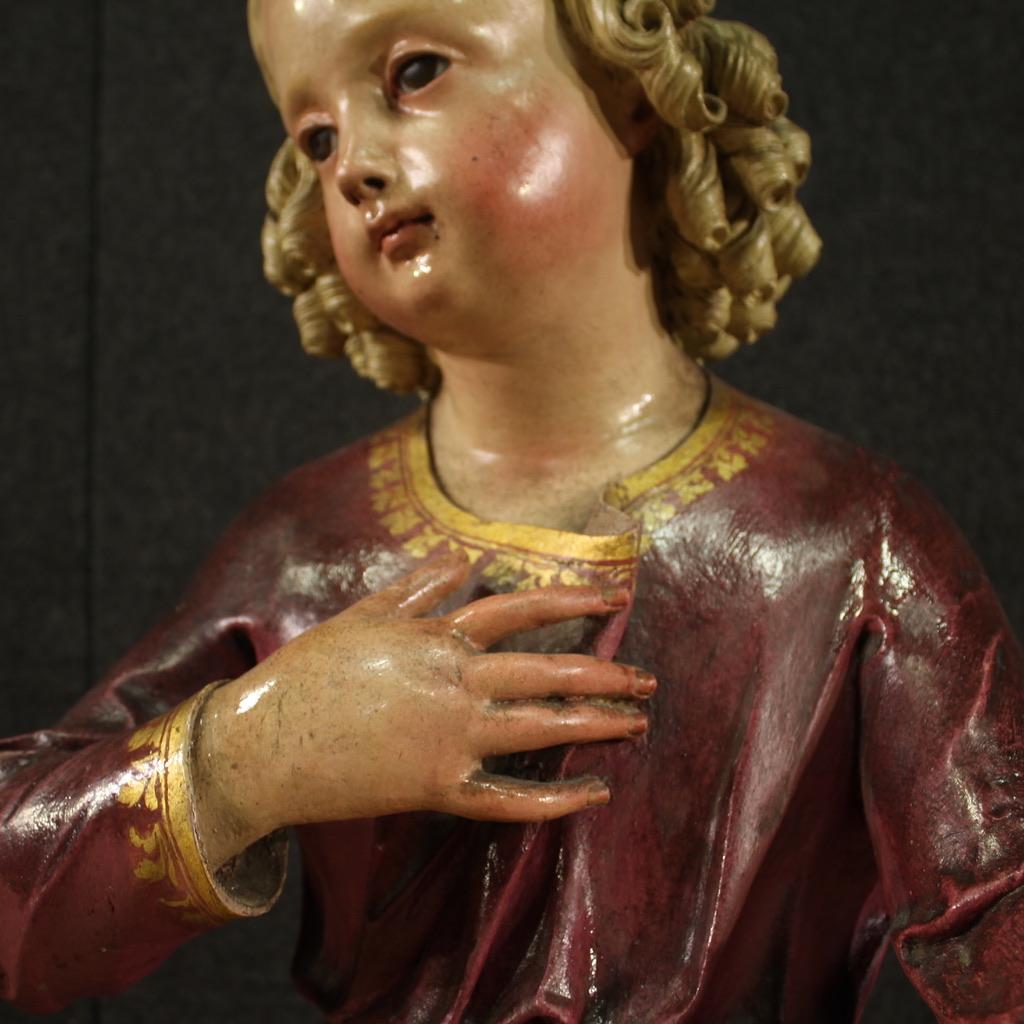 19th Century Polychrome Wood Italian Antique Religious Sculpture Jesus, 1880 2