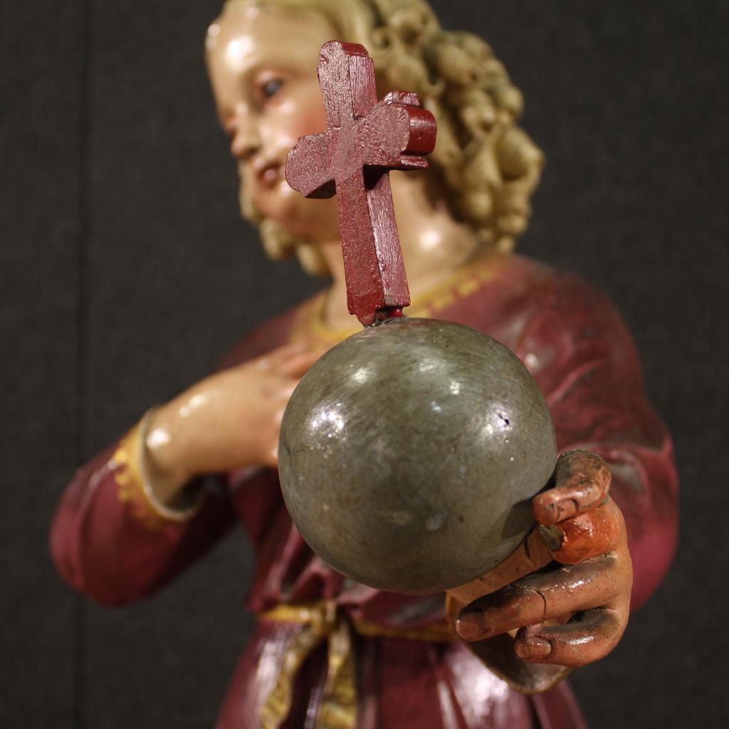 19th Century Polychrome Wood Italian Antique Religious Sculpture Jesus, 1880 5