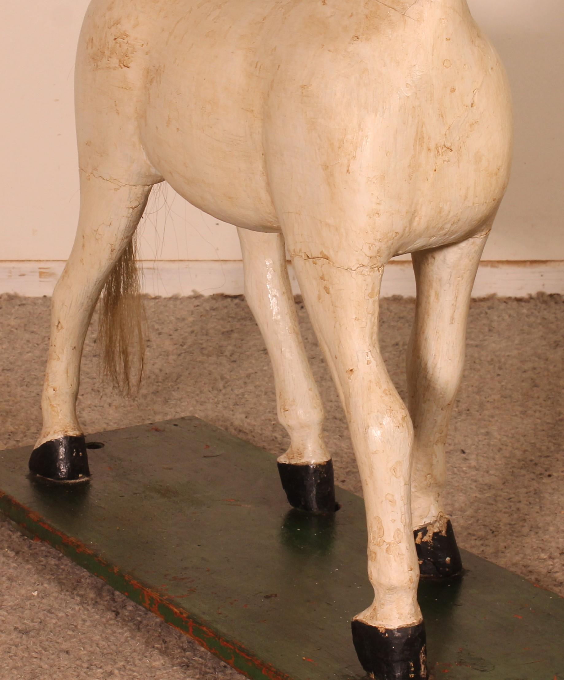 19th Century Polychrome Wooden Horse For Sale 2