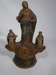 19th Century Polychromed Terracotta Virgin Figure 'Figurehead'