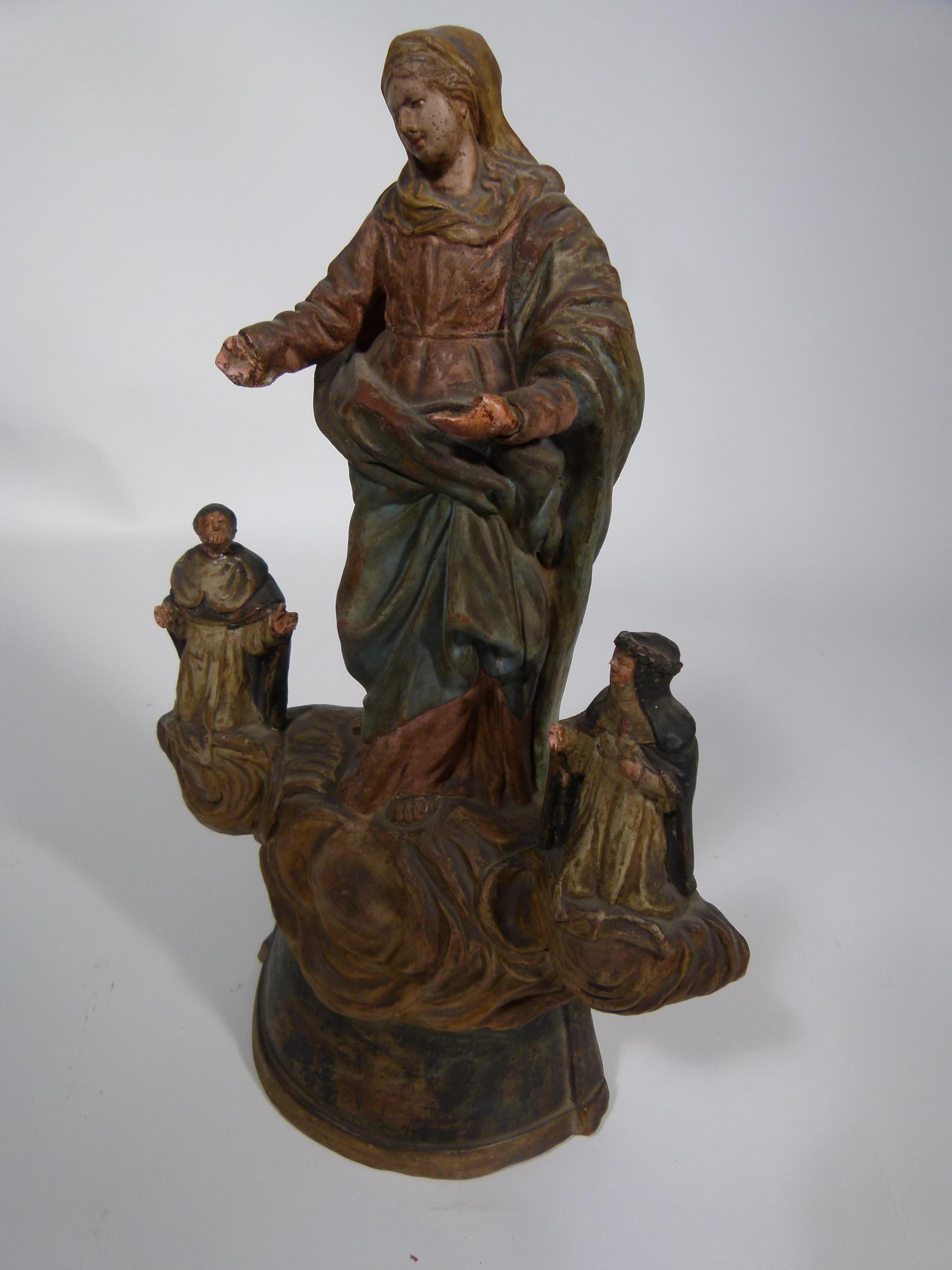 Spanish 19th Century Polychromed Terracotta Virgin Figure 'Figurehead'