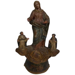 Antique 19th Century Polychromed Terracotta Virgin Figure 'Figurehead'