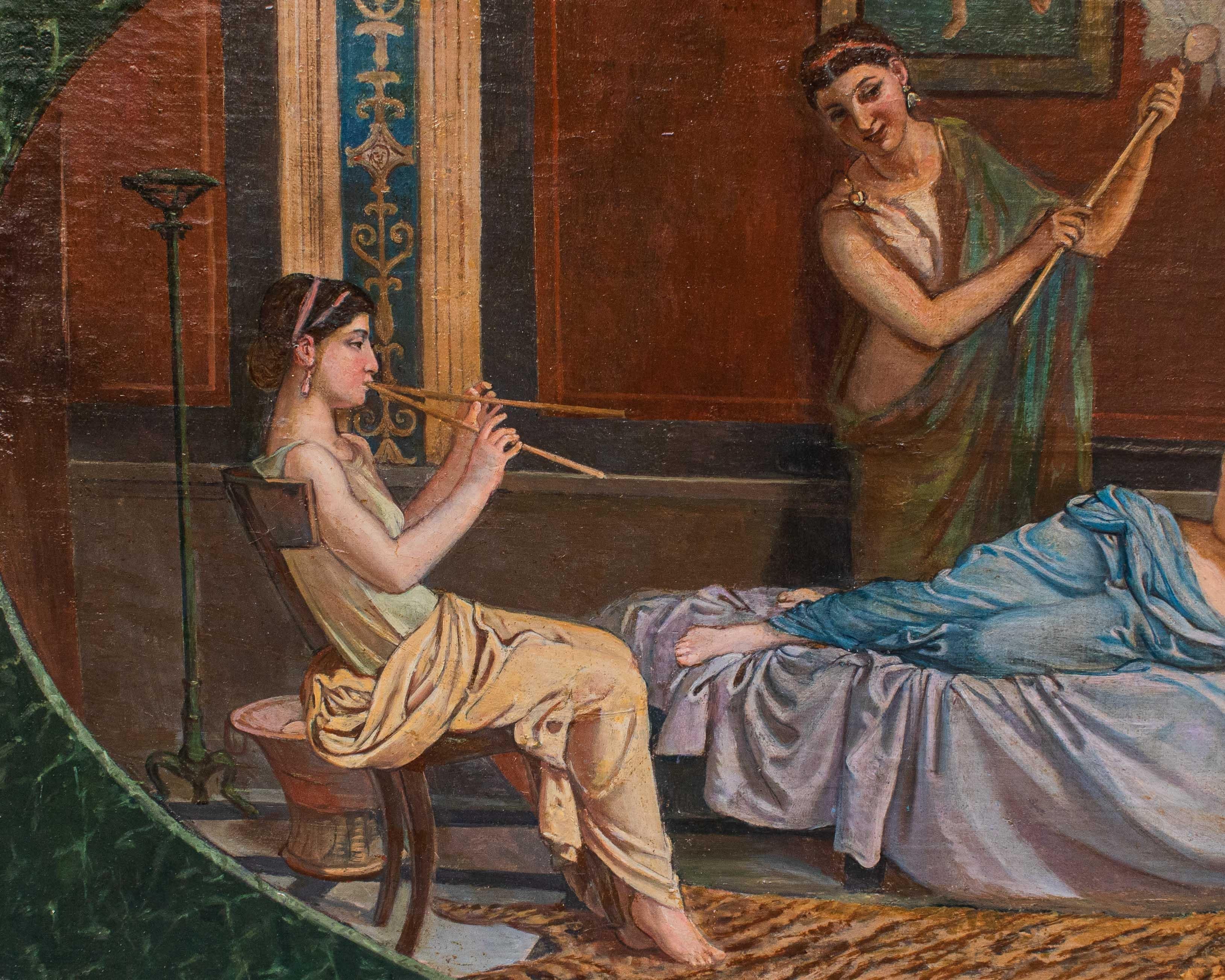 Pompahan Language 19th Century Pompeian Genre Scene Painting Oil on Canvas For Sale at ...