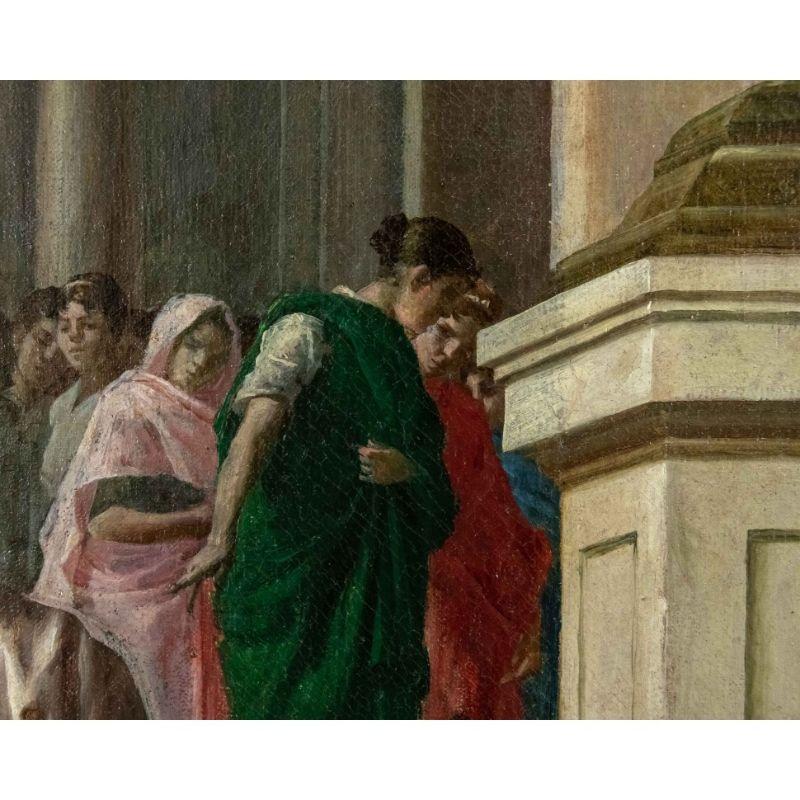 19th Century Pompeian Scene Painting in Oil on Canvas by Gerolamo Graffigna For Sale 3