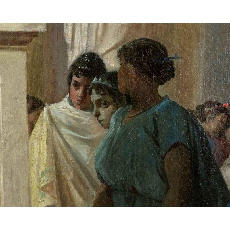 19th Century Pompeian Scene Painting in Oil on Canvas by Gerolamo Graffigna For Sale 4