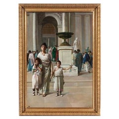 19th Century Pompeian Scene Painting in Oil on Canvas by Gerolamo Graffigna