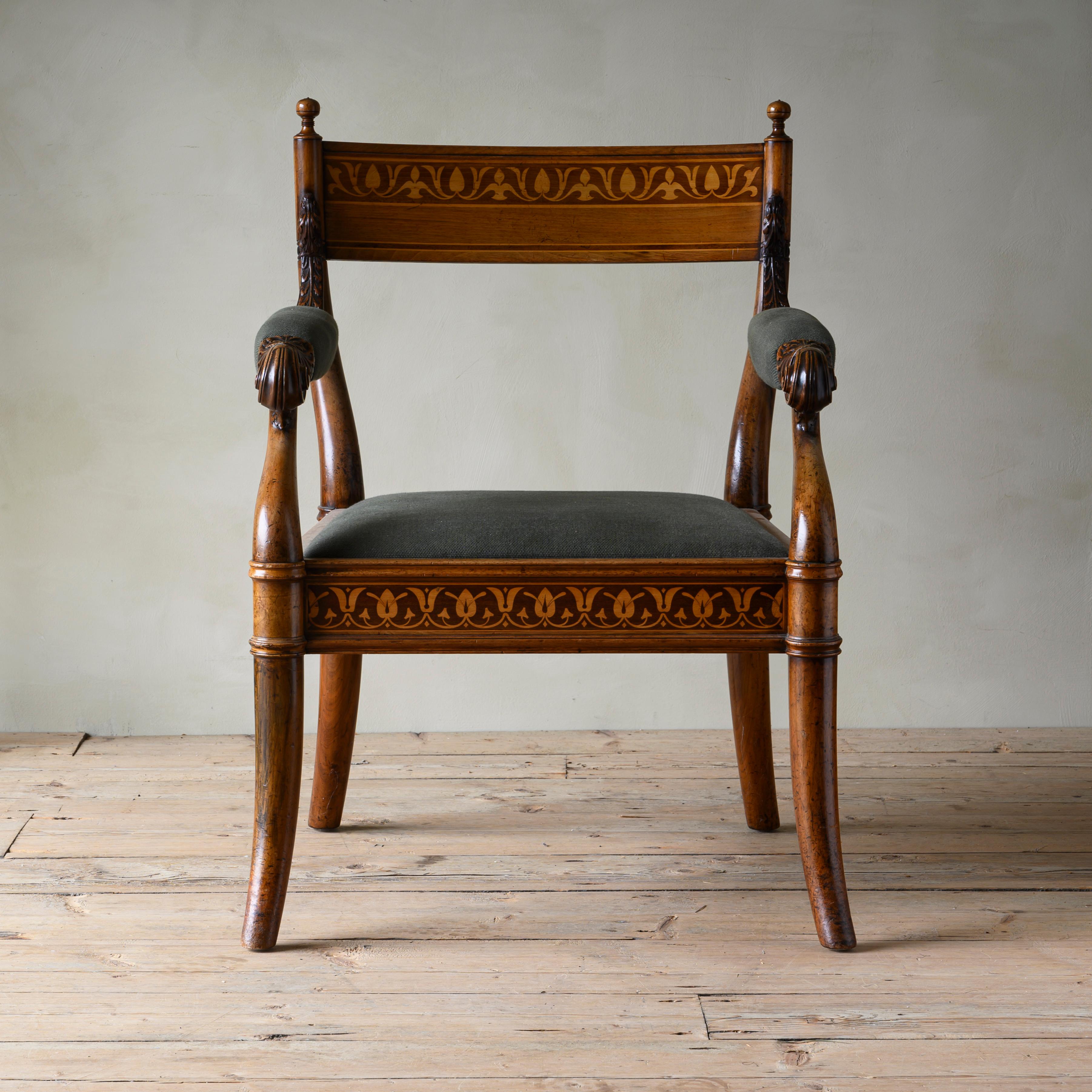 19th Century Pompeian Style Armchair In Good Condition For Sale In Mjöhult, SE