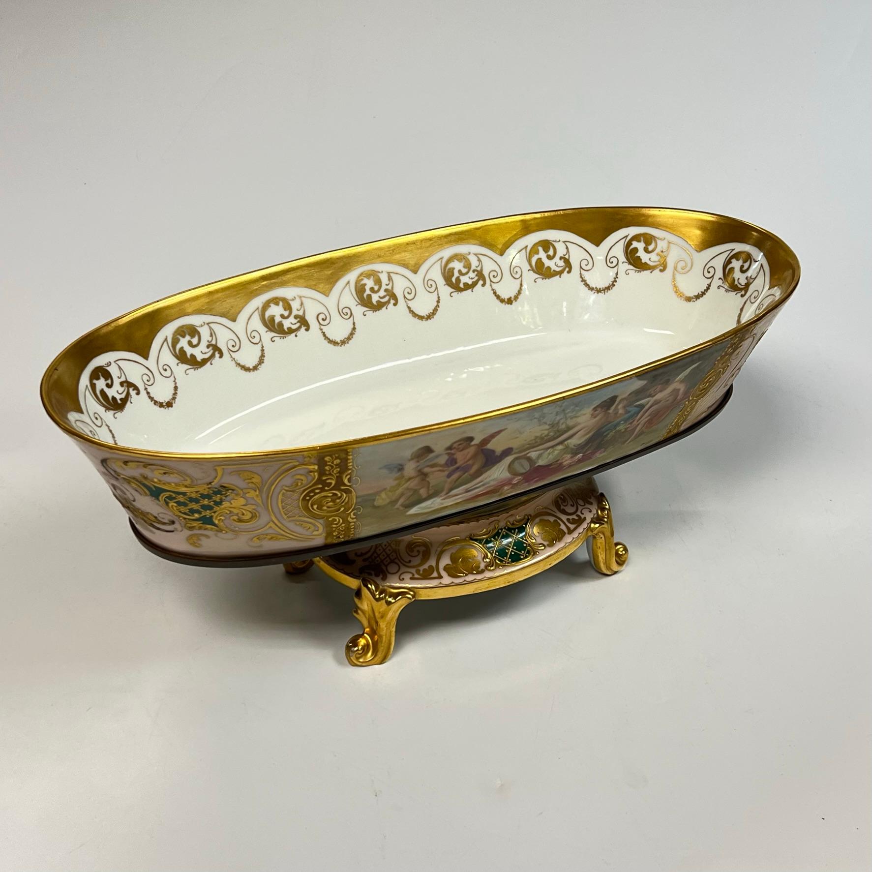 19th Century Porcelain Centerpiece Bowl / Jardiniere on Stand from Royal Vienna For Sale 1