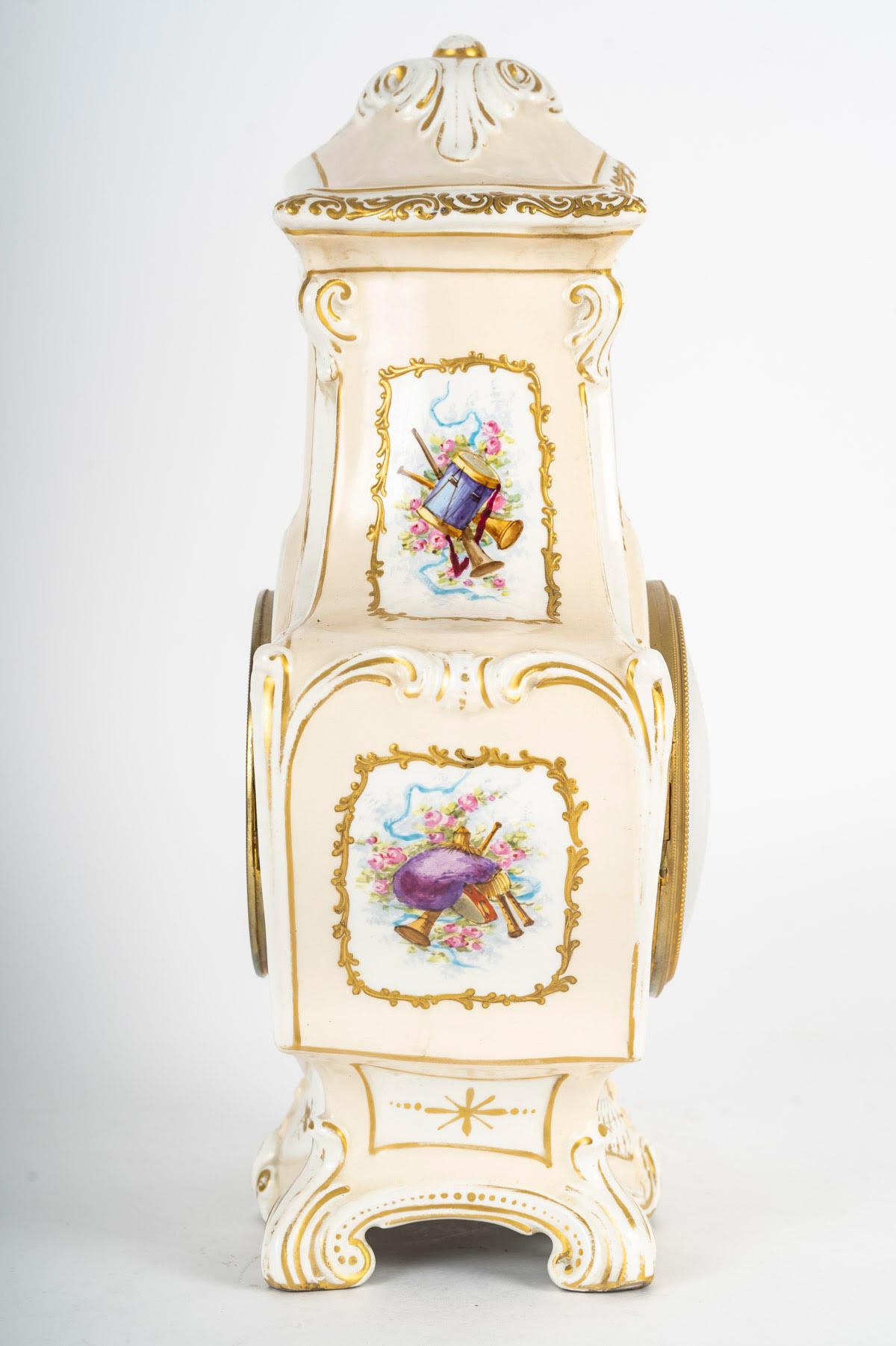 19th Century Porcelain Clock, Napoleon III Period. For Sale 1