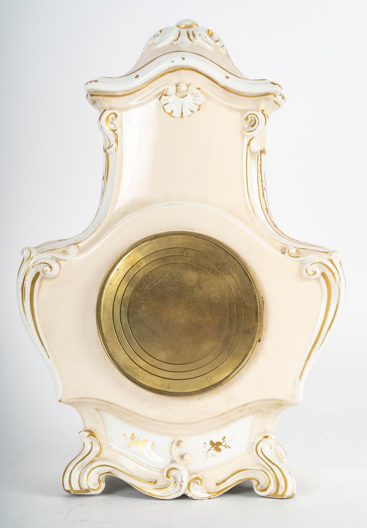 19th Century Porcelain Clock, Napoleon III Period. For Sale 2