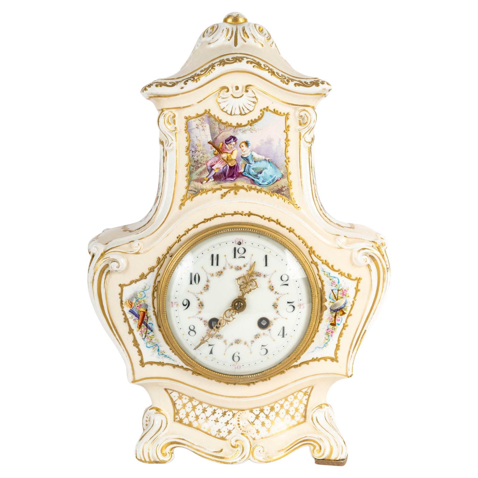 19th Century Porcelain Clock, Napoleon III Period.