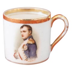 19th Century Porcelain Coffee Cup Collection with Portrait of Napoleon