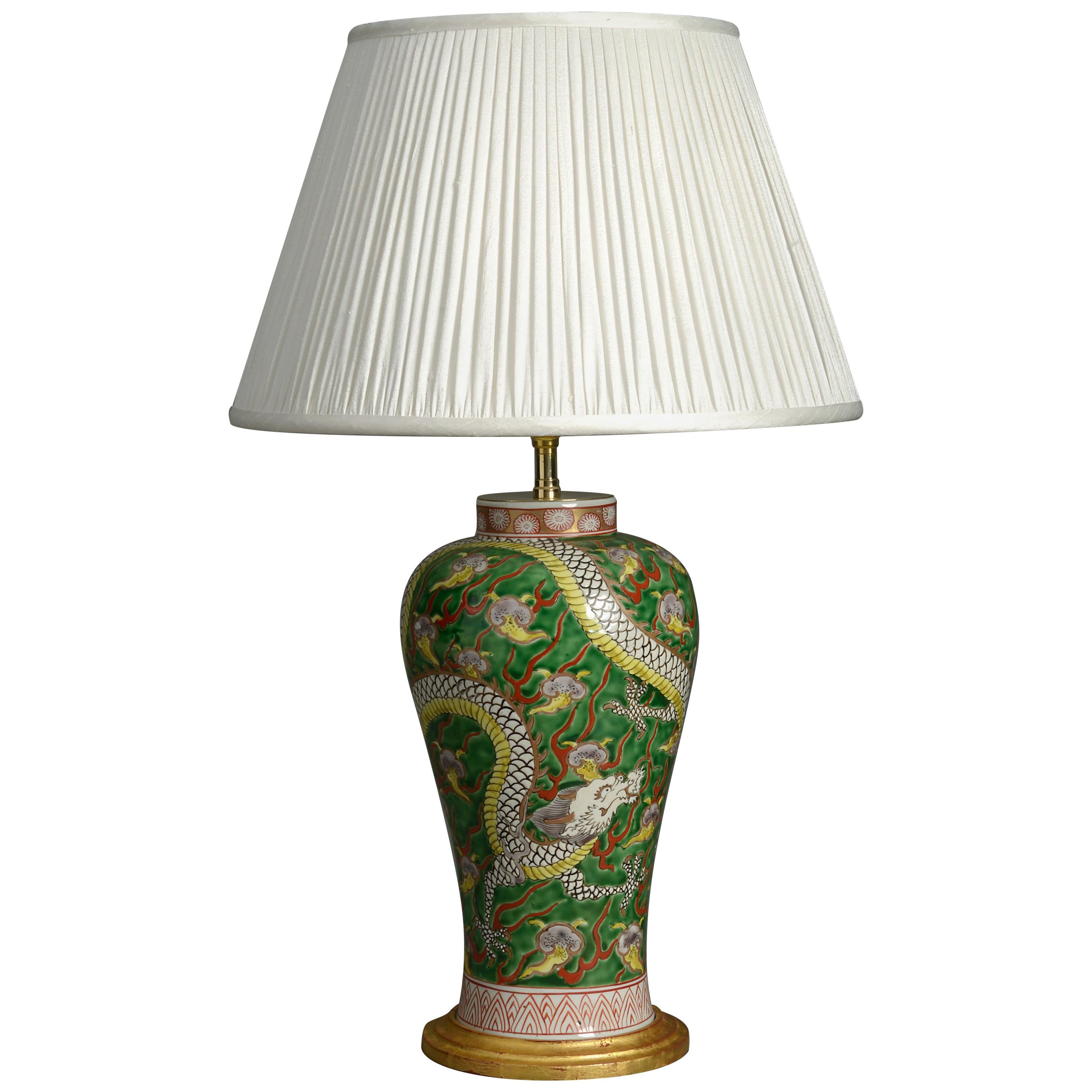 19th Century Porcelain Dragon Vase Lamp For Sale