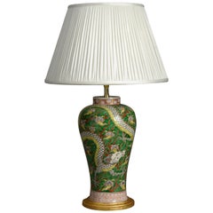 19th Century Porcelain Dragon Vase Lamp