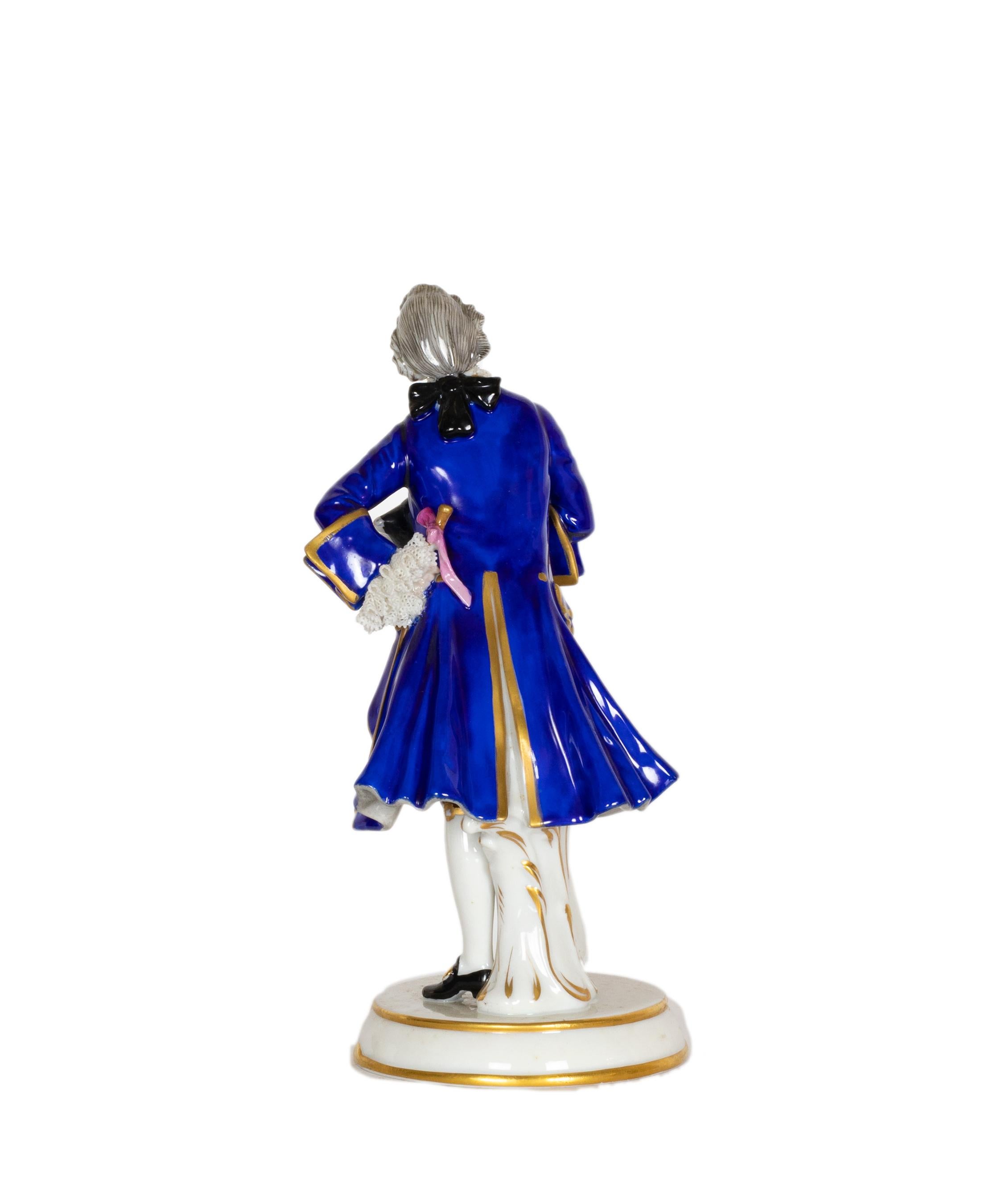 Neorococò Statuetta in porcellana del XIX secolo di Re Luigi XIV di Uffrecht Germain di Dresde in vendita