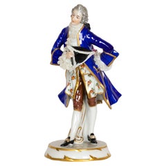 Antique  19th-century porcelain figurine of King Louis XIV by Uffrecht Germain of Dresde