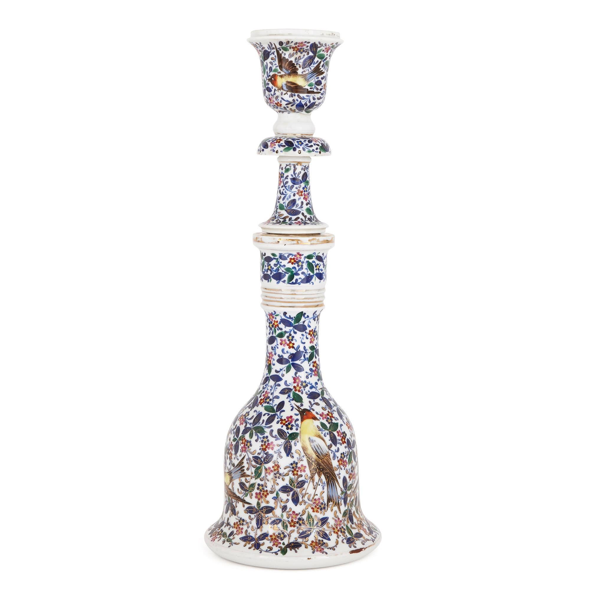 This huqqa (or hookah) is a wonderful item which is crafted from porcelain and finely hand painted and parcel gilt. The huqqa was created in the late 19th century, most likely in Russia.

The huqqa features a cup-shaped bowl which is set on a