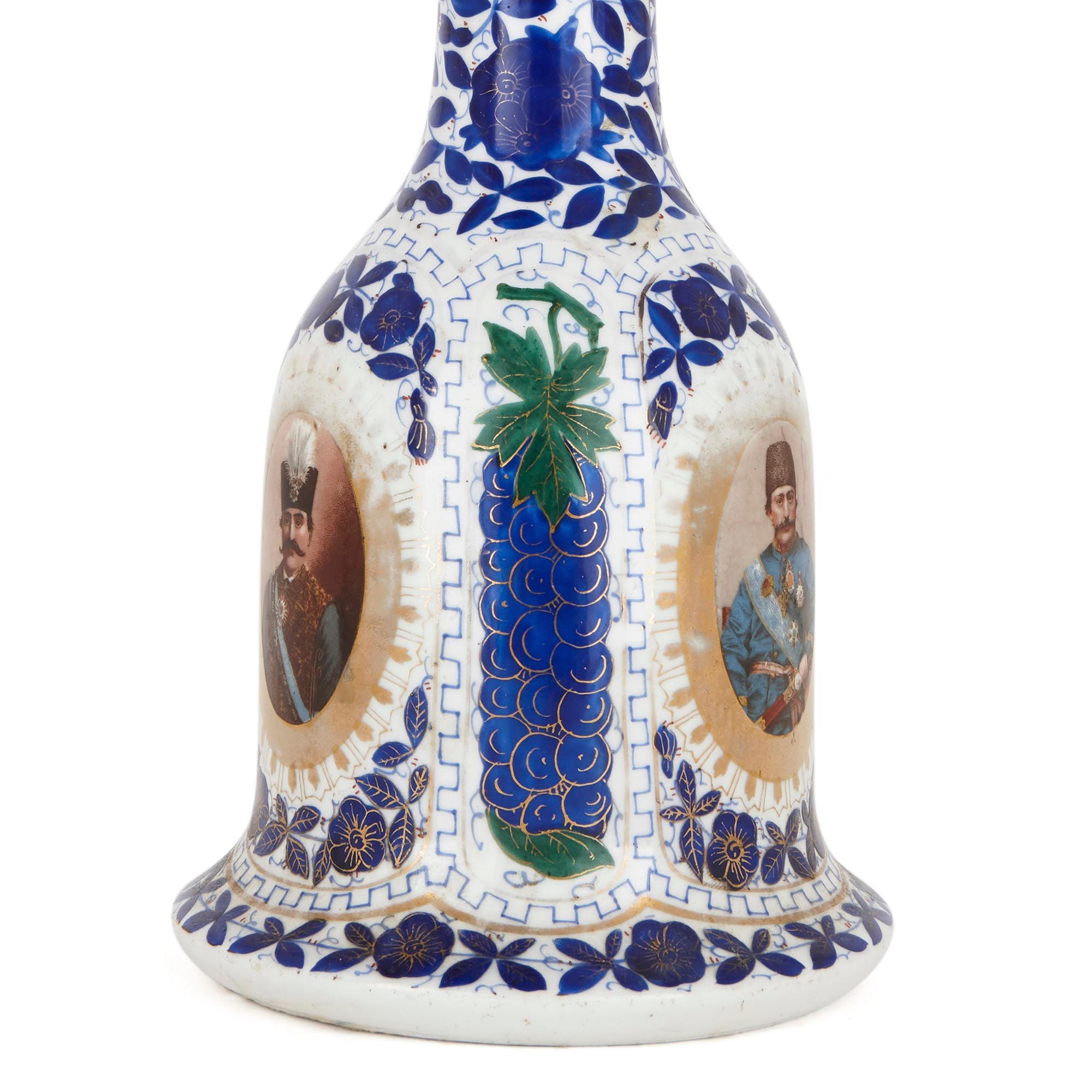 Russian 19th Century Porcelain Huqqa with Persian Decoration For Sale
