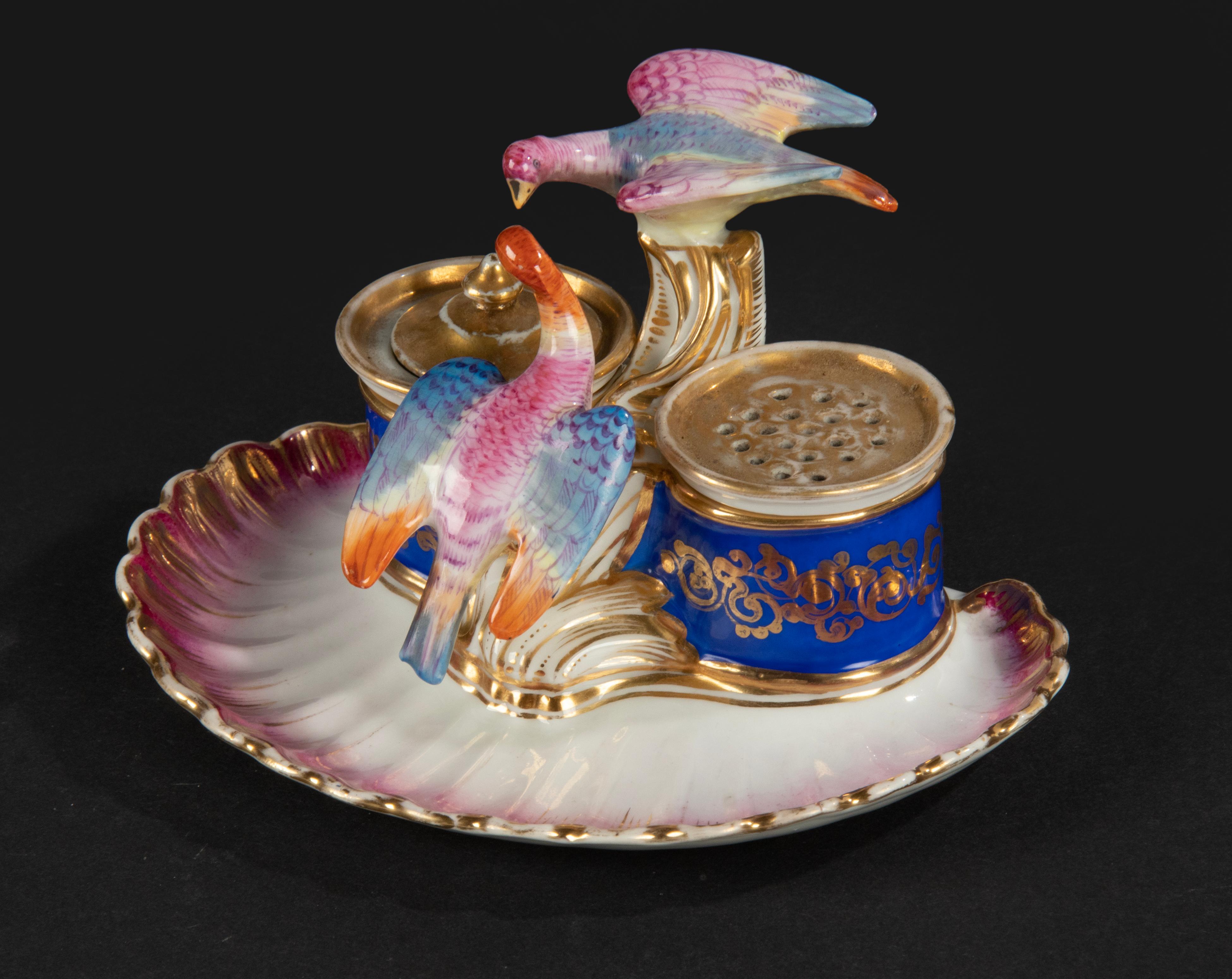 Napoleon III 19th Century Porcelain Inkwell - Vieux Paris For Sale