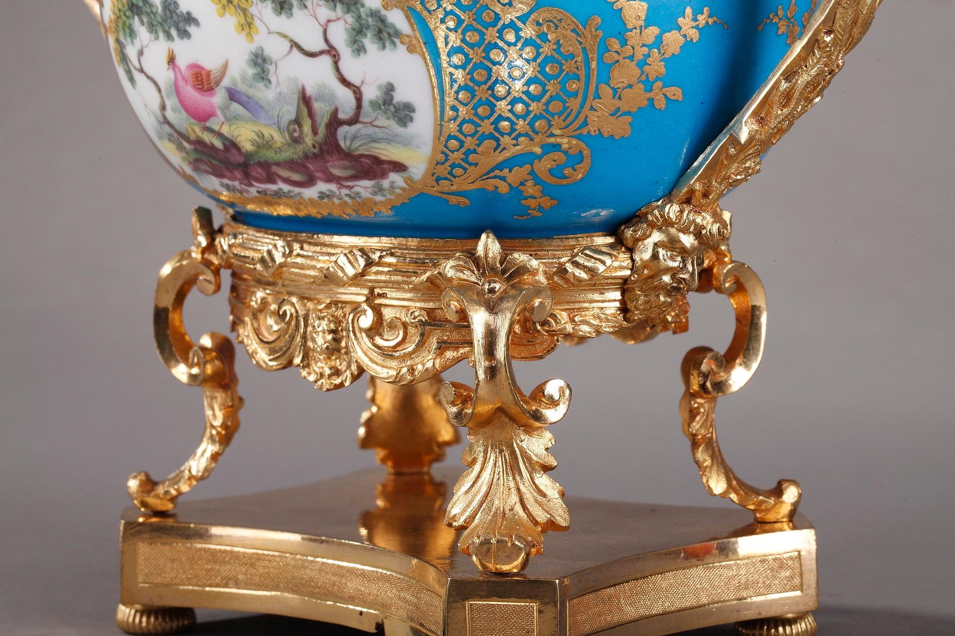 19th Century Porcelain-Mounted Covered Pot in Sevres Style 4