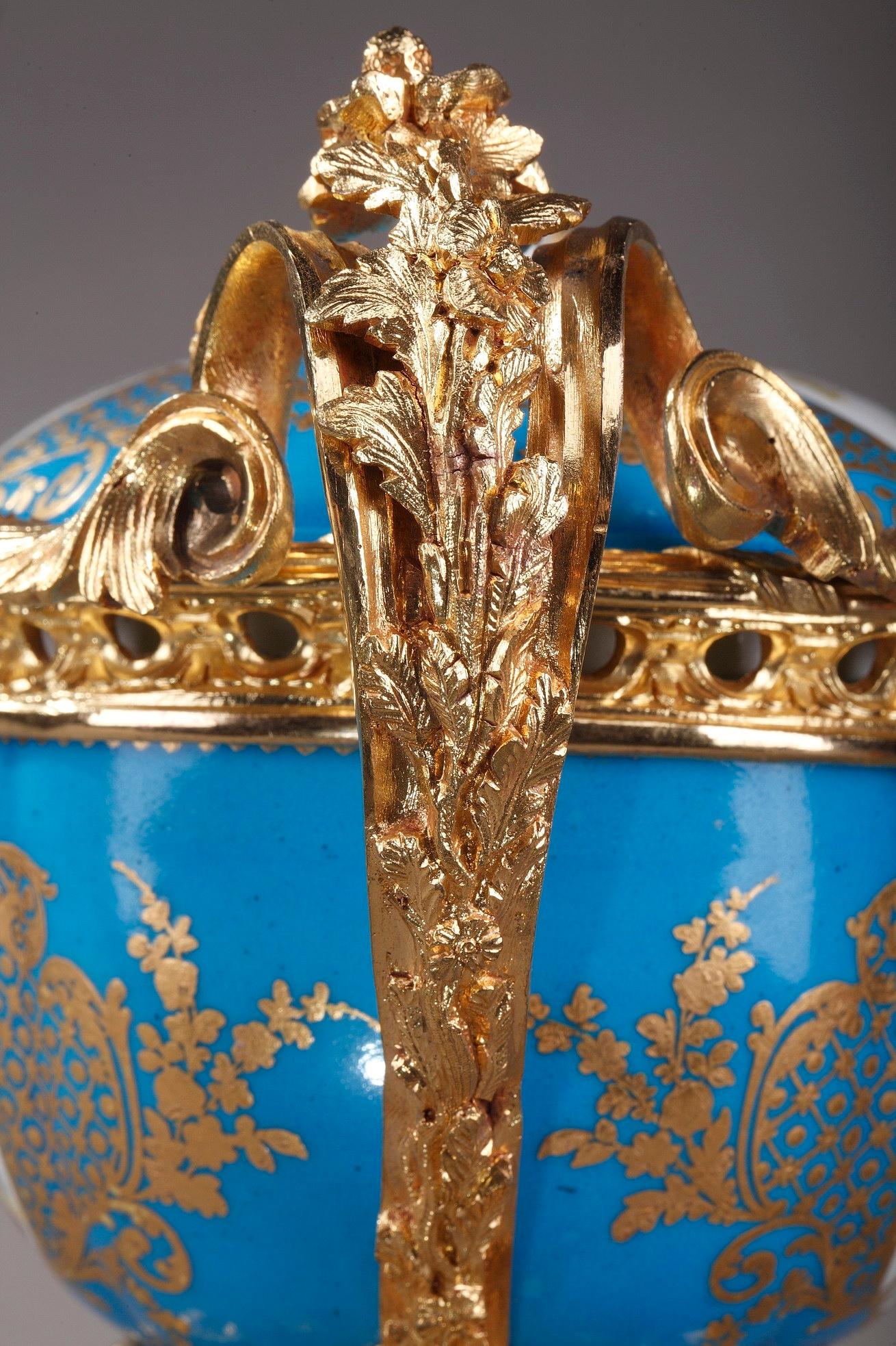 19th Century Porcelain-Mounted Covered Pot in Sevres Style 5