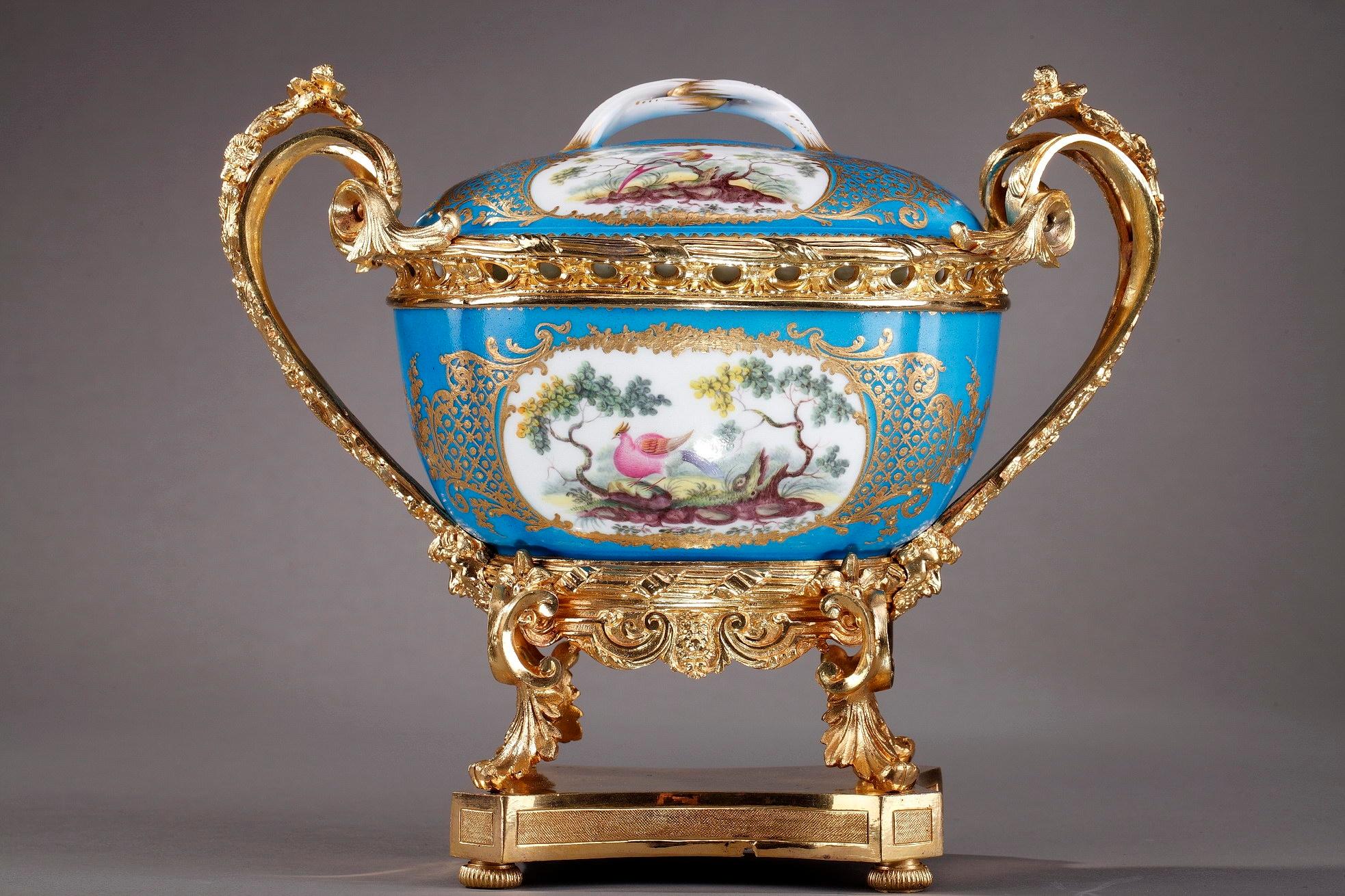 19th Century Porcelain-Mounted Covered Pot in Sevres Style 7