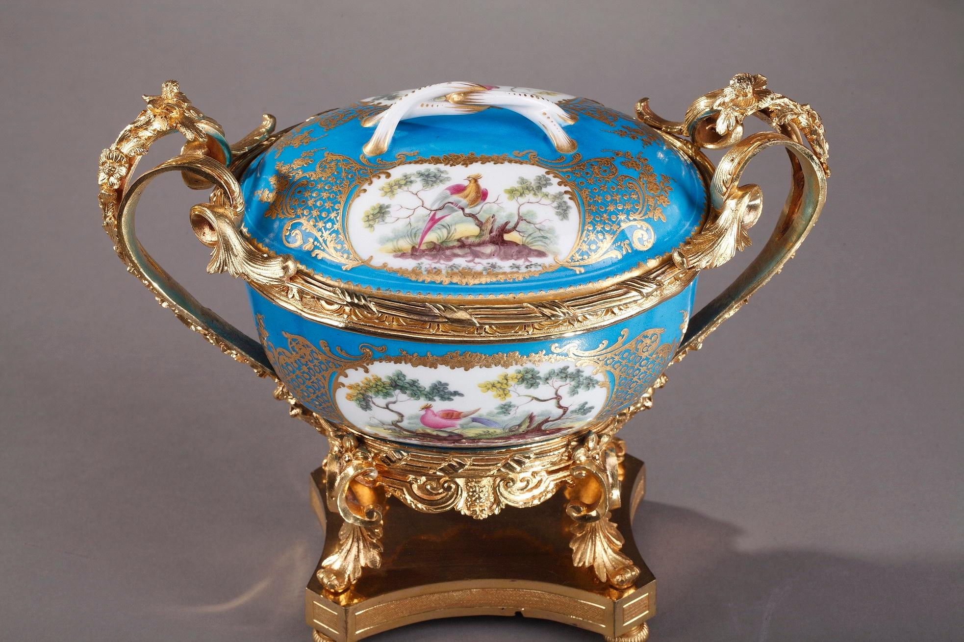 19th Century Porcelain-Mounted Covered Pot in Sevres Style 9